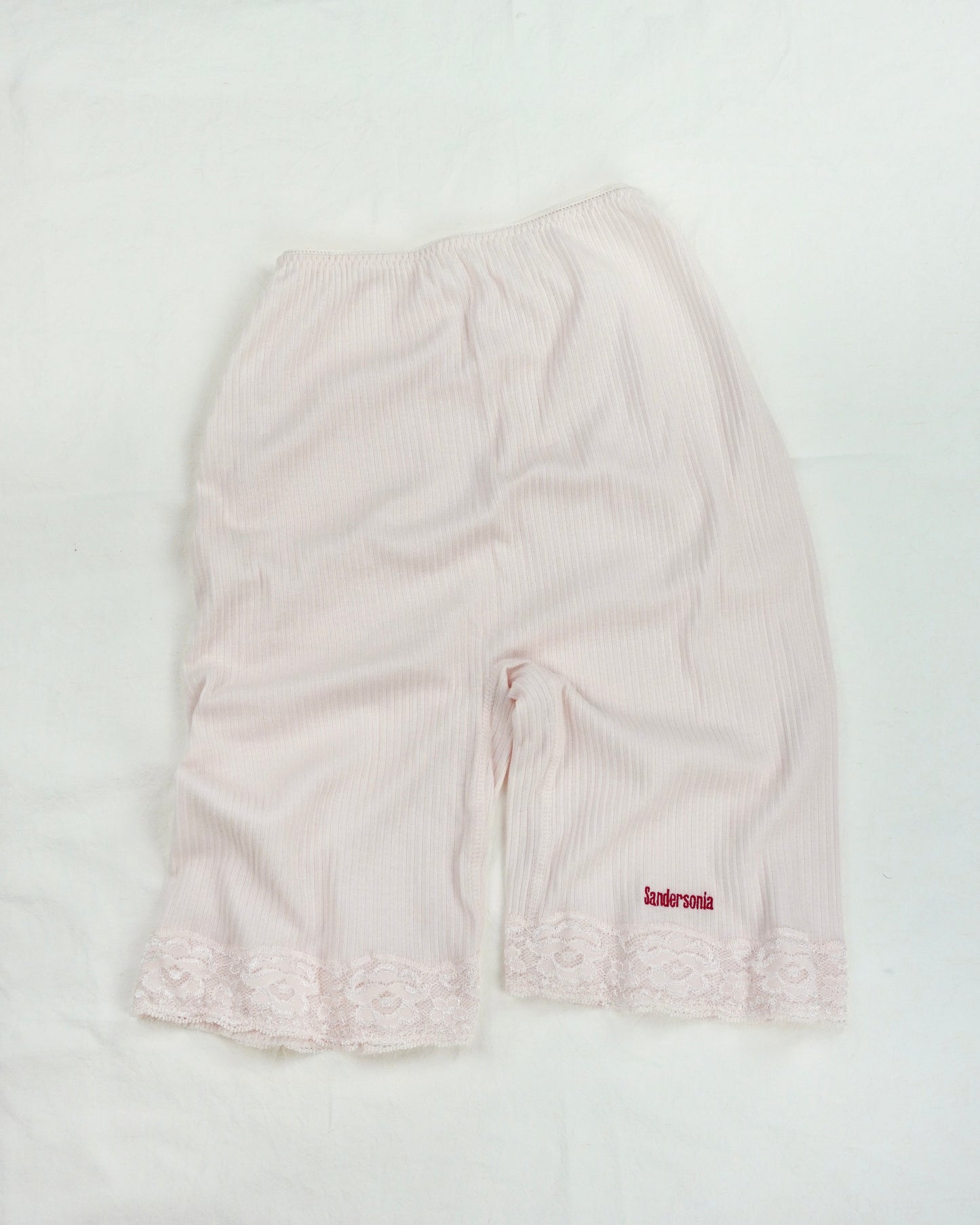 Rib & lace half pants