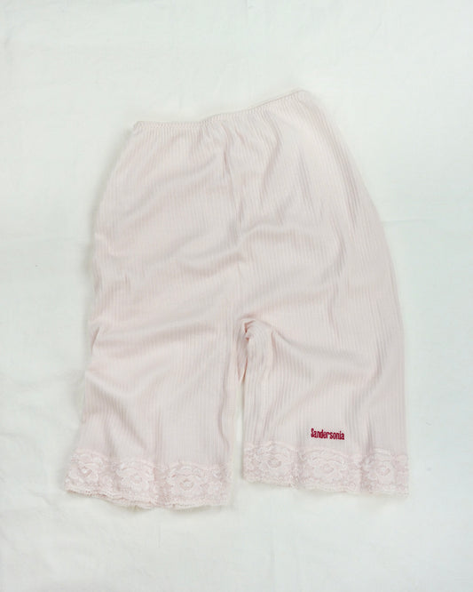 Rib & lace half pants